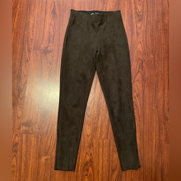 Zara Pants Jumpsuits Zara Dark Brown Suede Pants Poshmark